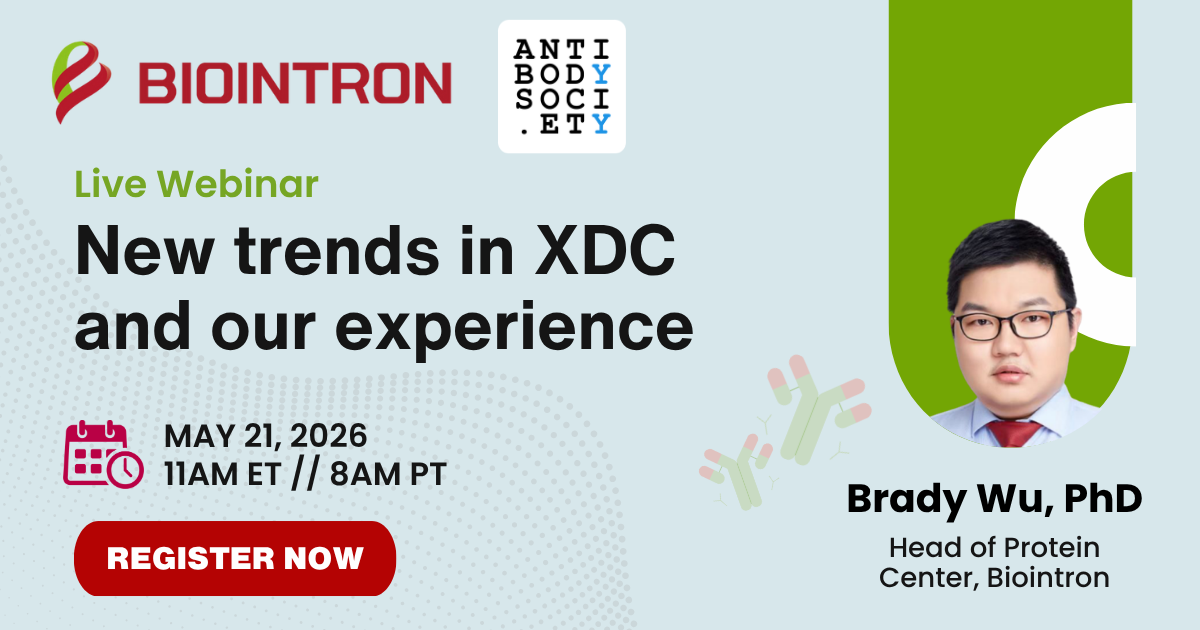 Biointron x Antibody Society Webinar: New trends in XDC and our experience